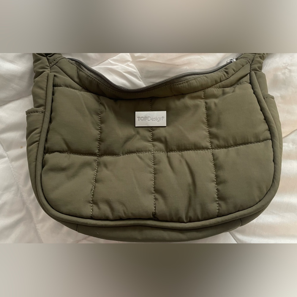 Topshop Khaki Quilted Shoulder Bag